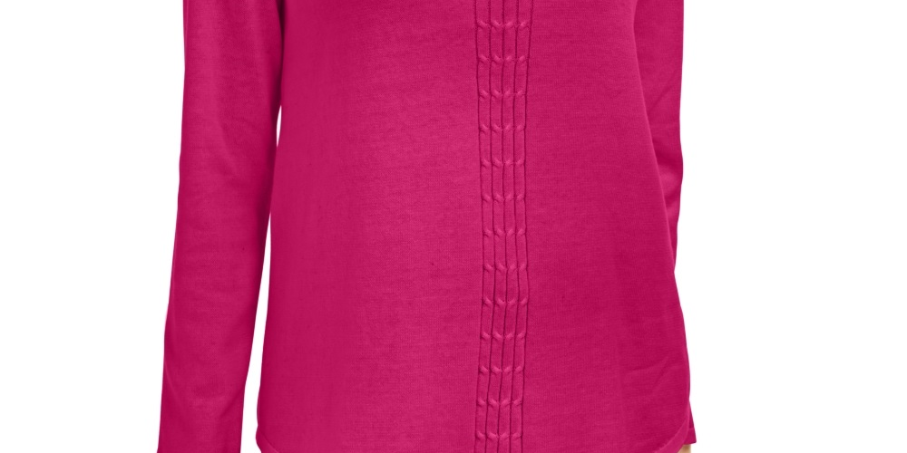 Karen Scott Women's Cotton Cable Knit Sweater Pink Size Medium