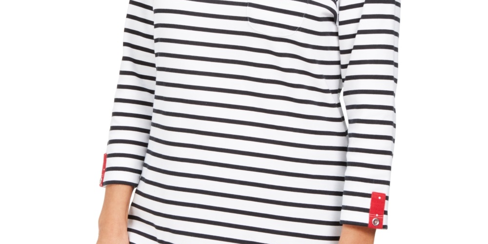 Karen Scott Women's Striped Polka Dot Top Red Size PSM