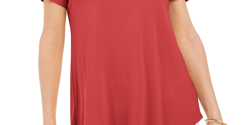 JM Collection Women's Scoop Neck Top Orange Size Medium