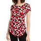 Alfani Women's Printed Round Hem T Shirt Red Size PL
