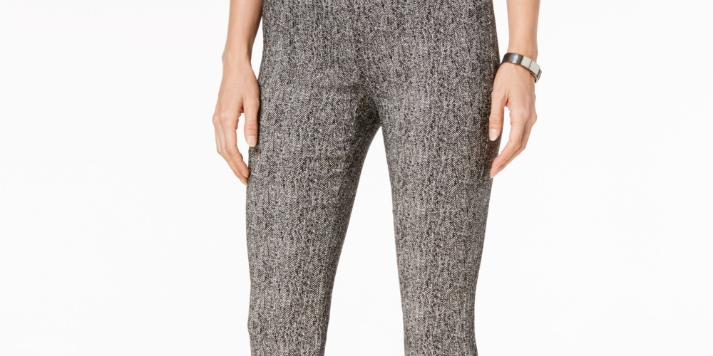 Alfani Women's Petite Fringe Hem Ankle Pants Grey Size 14 Petite