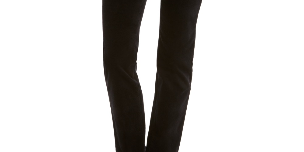 Charter Club Women's Lexington Velveteen Tummy Control Straight Leg Jeans Black Size 16