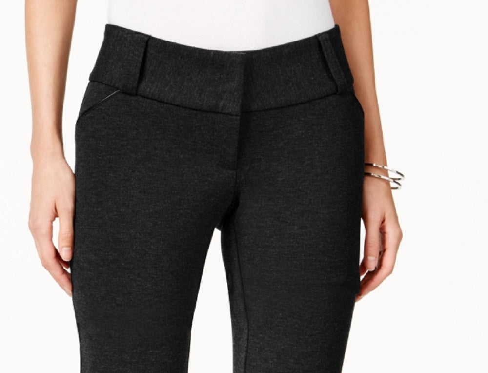 Alfani Women's Petite Faux-Leather-Trim Wide-Leg Trousers Black Size 20X4