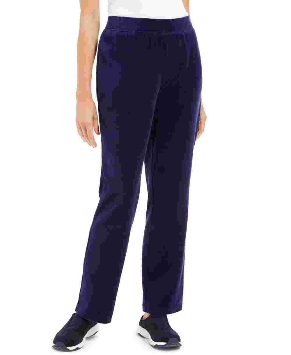 Karen Scott Women's Velour Pull On Pants Blue Size Petite Small