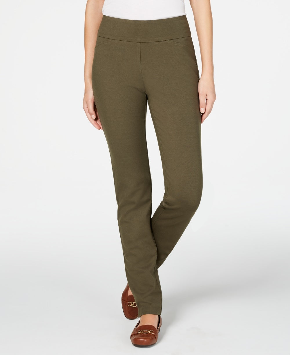 Charter Club Women's Cambridge Pull-On Ponte Pants  Green Size 14