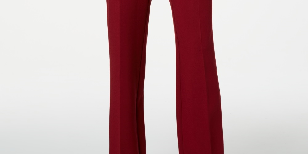 Charter Club Women's Belted Tummy Control Trousers Wine Size 16