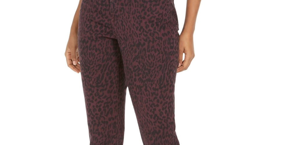 Style & Co Women's Curvy Animal Print Skinny Jeans Red Size 8 Petite