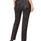 JM Collection Women's Jacquard Straight Leg Pants Black Size Petite X-Large
