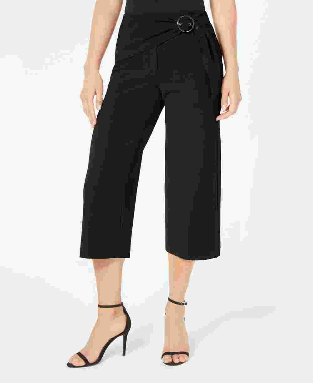 Alfani Women's Cropped Belted Culottes Black Size 8P