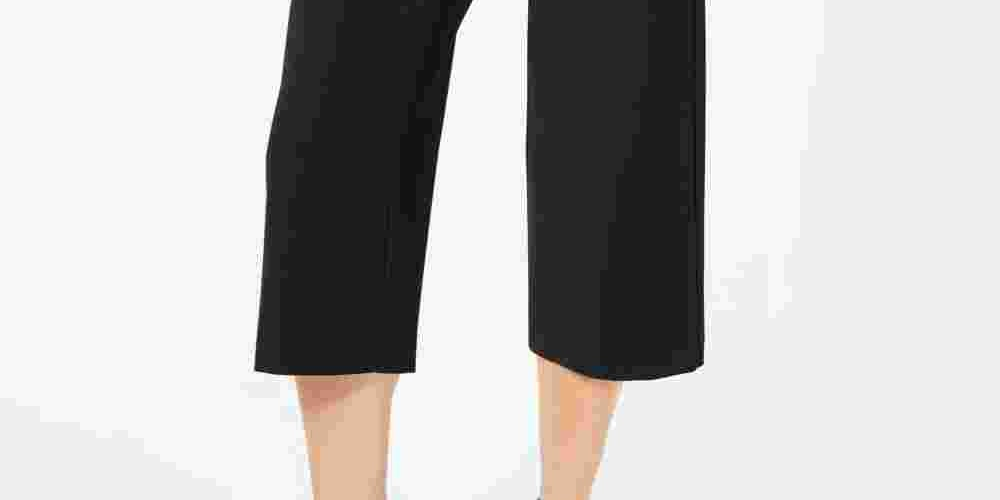 Alfani Women's Cropped Belted Culottes Black Size 8P