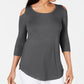 JM Collection Women's Cold Shoulder Top Charcoal Size Petite Small