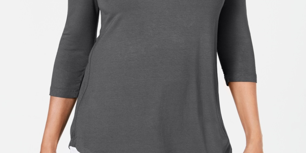 JM Collection Women's Cold Shoulder Top Charcoal Size Petite Small