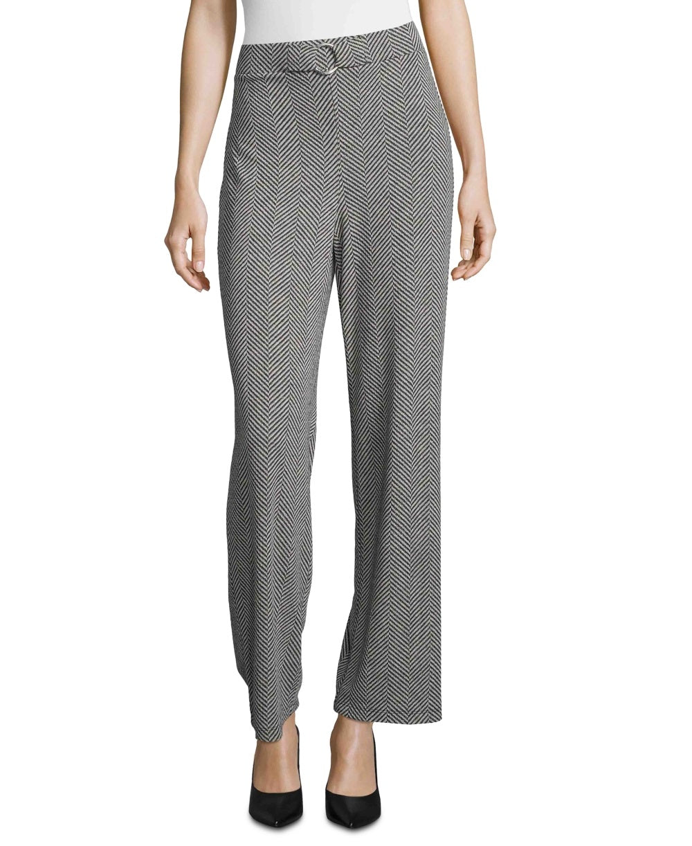 John Paul Richard Women's Herringbone Print Wide Leg Pants Grey Size X-Large