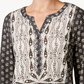 Style & Co Women's Petite Printed Peasant Top  Black Size PP