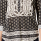 Style & Co Women's Petite Printed Peasant Top  Black Size PP