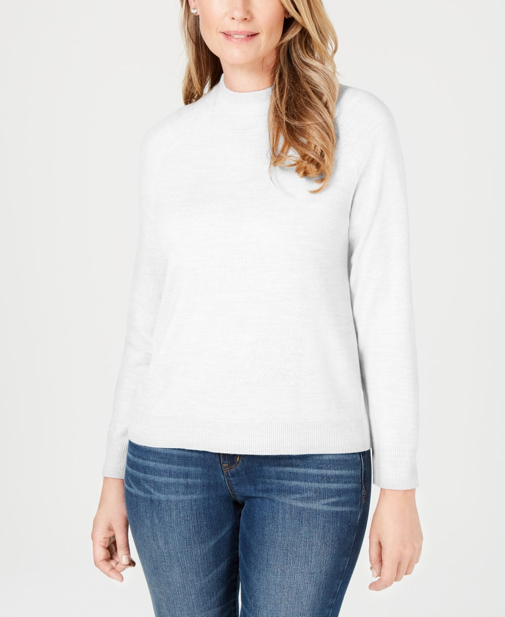 Karen Scott Women's Mock Neck Sweater White Size PL