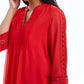 Charter Club Women's Sheer Sleeve Pintuck Top Red Size Petite Small-Medium