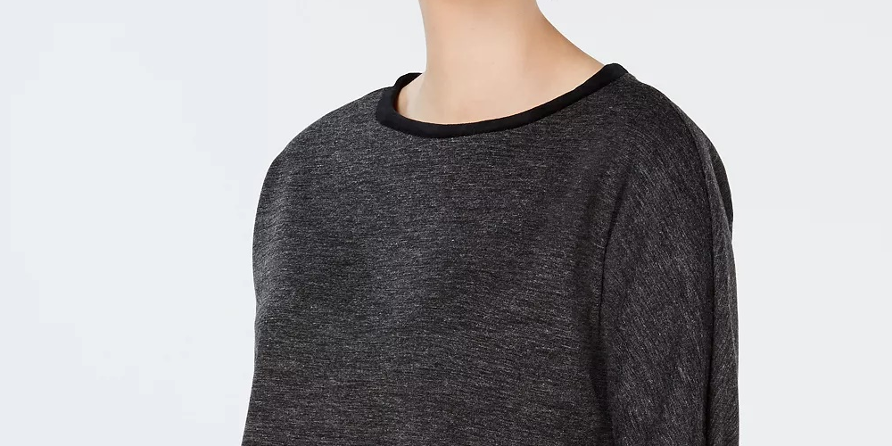 Charter Club Women's Cotton Velvet-Trim Lace-Up Top  Black PS