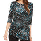 Alfani Women's Printed Top Blue Size Petite Small