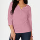 Karen Scott Women's Petite Cotton Henley Shirt Pink PS/M