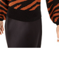 Bar III Women's Zebra Print Volume Sleeve Sweater Brown Size M