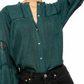 Free People Women's Emma Eyelet Button Down Blouse Green Size X-Small