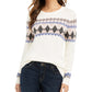 Charter Club Women's Printed Sweater White Size Petite Small