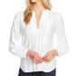 Vince Camuto Women's Long Sleeve Rumple Top Ivory Natural Size Small