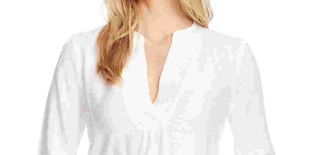 Vince Camuto Women's Long Sleeve Rumple Top Ivory Natural Size Small