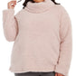 Style & Co Women's Plus Cowlneck Faux Sherpa Sweater Pink Size 1X
