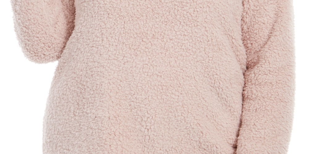 Style & Co Women's Plus Cowlneck Faux Sherpa Sweater Pink Size 1X
