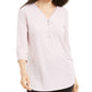 JM Collection Women's Zipper Trim Top Pink Size Petite Small-Medium