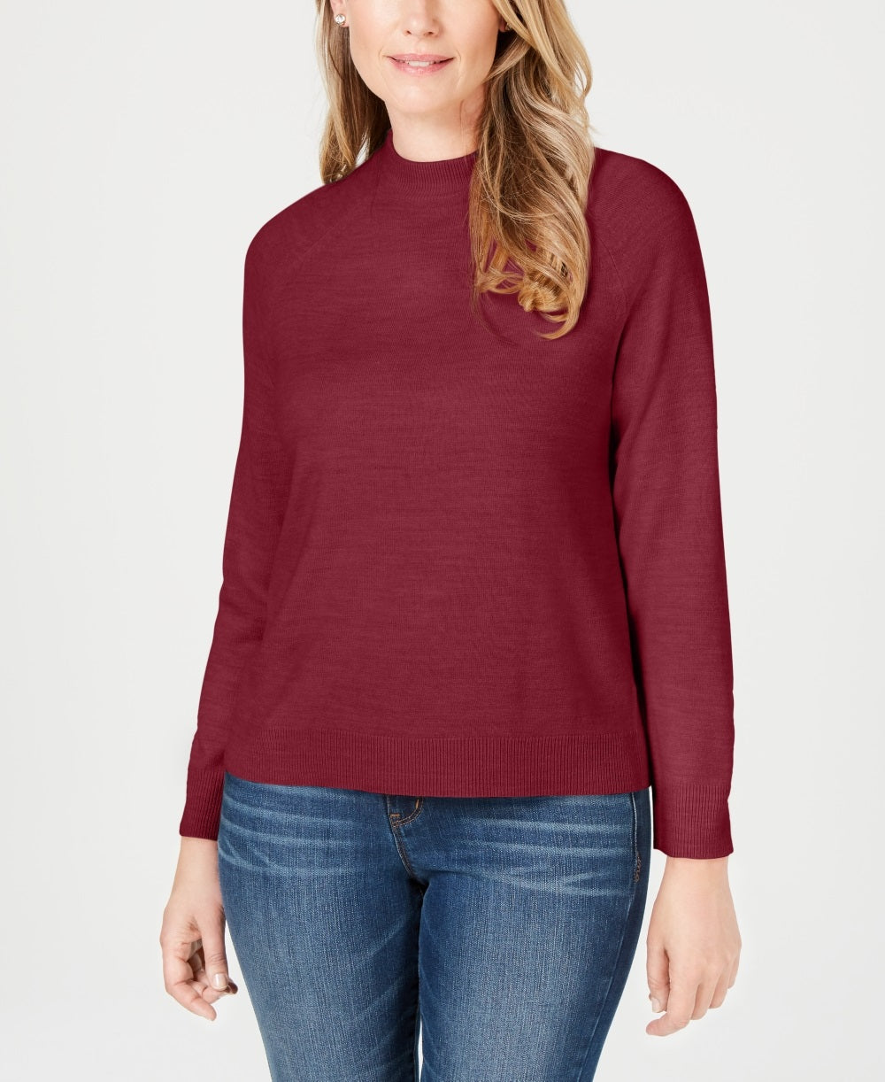 Karen Scott Women's Mock Neck Sweater Red Size PL