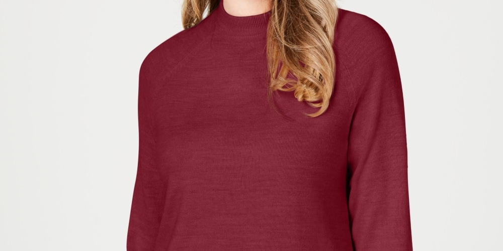 Karen Scott Women's Mock Neck Sweater Red Size PL