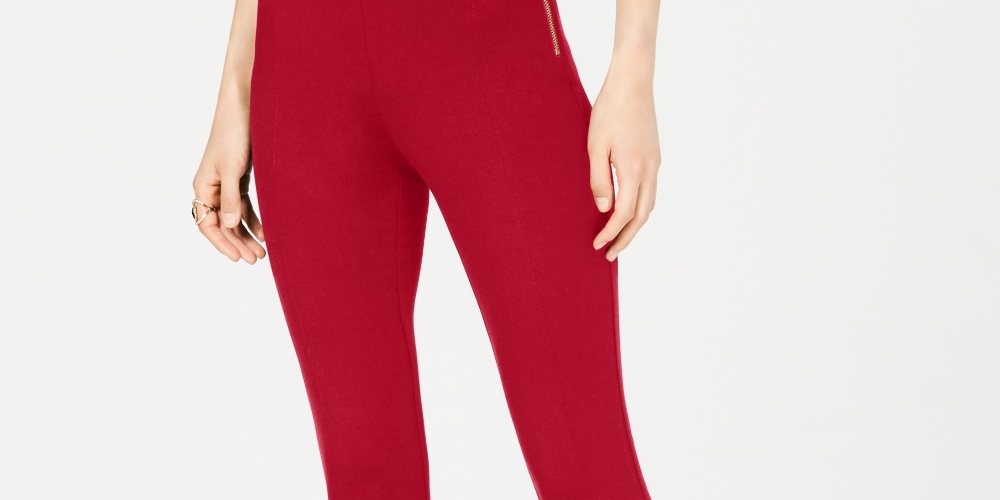 INC International Concepts Women's High Waist Skinny Pants Red Size 4