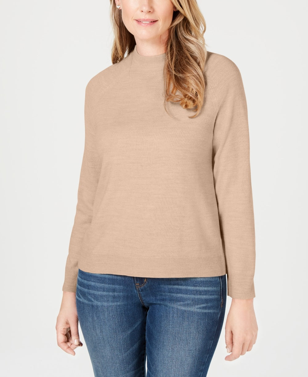 Karen Scott Women's Mock-Neck Sweater  Brown Size Petite Medium
