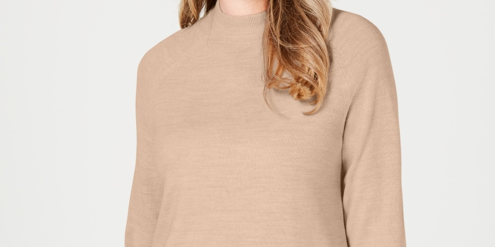 Karen Scott Women's Mock-Neck Sweater  Brown Size Petite Medium