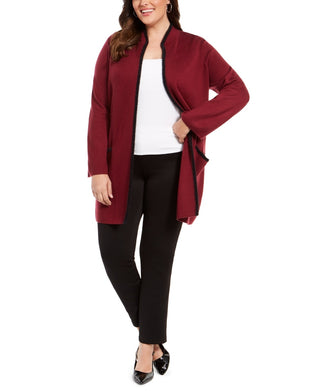 Alfani Women's Plus Size Sweater Jacket Red Size 4X