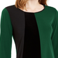 Alfani Women's Asymmetrical Hem Colorblocked Top Green Size Petite Medium