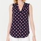 Charter Club Women's Sleeveless Printed Blouse Blue Size Small