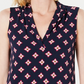 Charter Club Women's Sleeveless Printed Blouse Blue Size Small