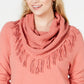 Style & Co Women's Petite Fringed Cowl-Neck Sweater  Pink Size PM