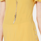 JM Collection Women's Cold Shoulder Necklace Flutter Sleeve Top Yellow Size Medium