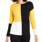 Alfani Women's Drop Shoulder Colorblocked Top Yellow Size Petite Small