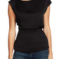 Vince Camuto Women's Extended Shoulder Cinched Waist Blouse Black Size M