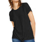 INC International Concepts Women's Tie-Front T-Shirt Black Size Petite Medium