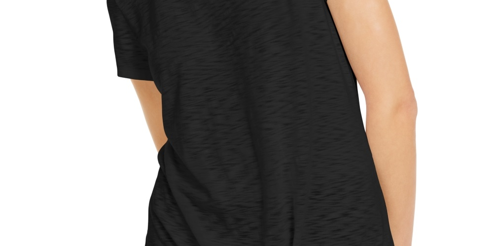 INC International Concepts Women's Tie-Front T-Shirt Black Size Petite Medium