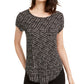 Alfani Women's Printed Round Hem T Shirt Black Size Petite Small