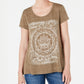 Style & Co. Women's Printed Short Sleeve Jewel Neck T Shirt Top Brown Size Medium