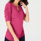 Thalia Sodi Women's Elbow Sleeve Keyhole Top Pink Size X-Small